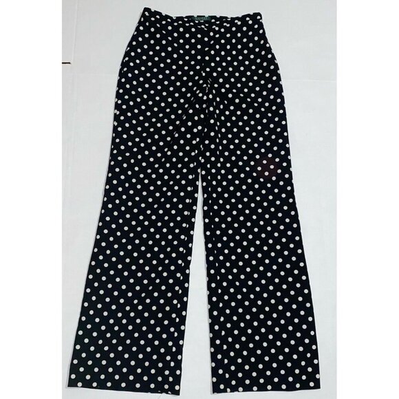 Lauren Ralph Lauren Pants - Ralph Lauren Women’s Business Polka Dot Pants 4 Zip Wide Leg Palazzo